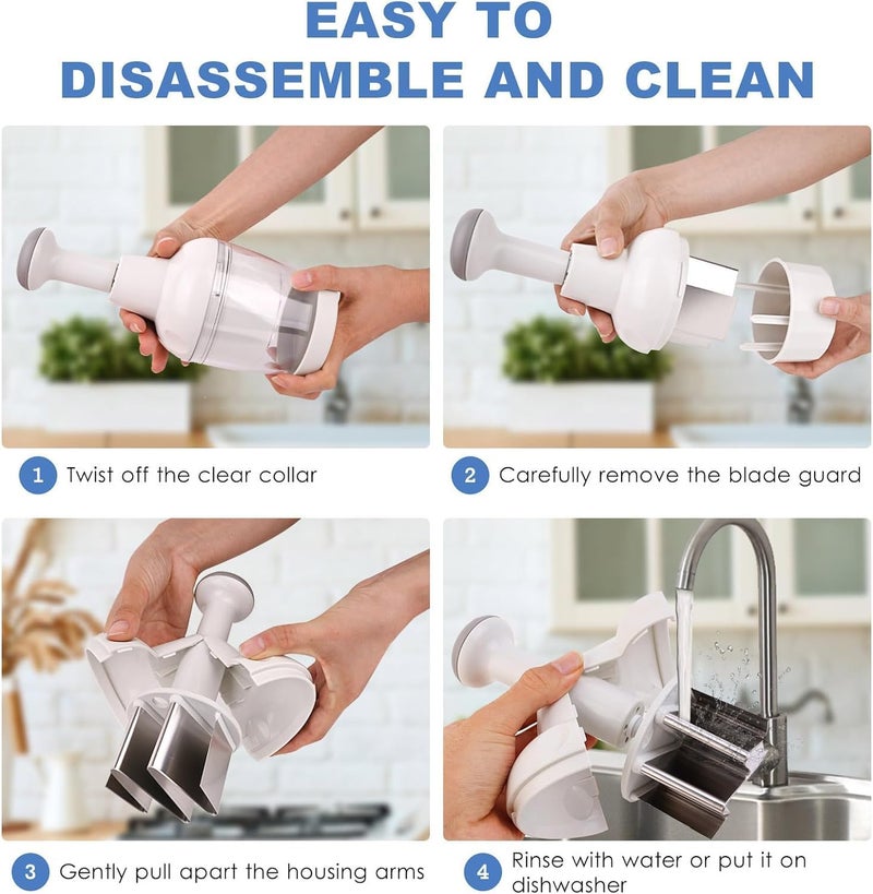 Longmann Pamperεd Chεf Food Chopper, Vegetable Chopper, Onion Chopper, Garlic Chopper, Nuts Chopper - Hand Chopper For Vegetables Salads Fruits, Nuts. Dishwasher-safe, White, Easy to Clean - Image 3